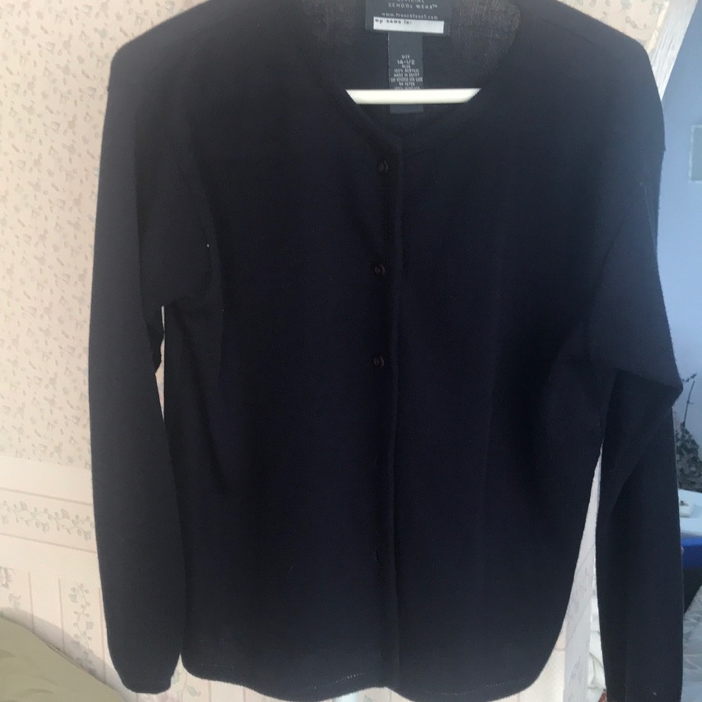 Navy blue cardigan sweater